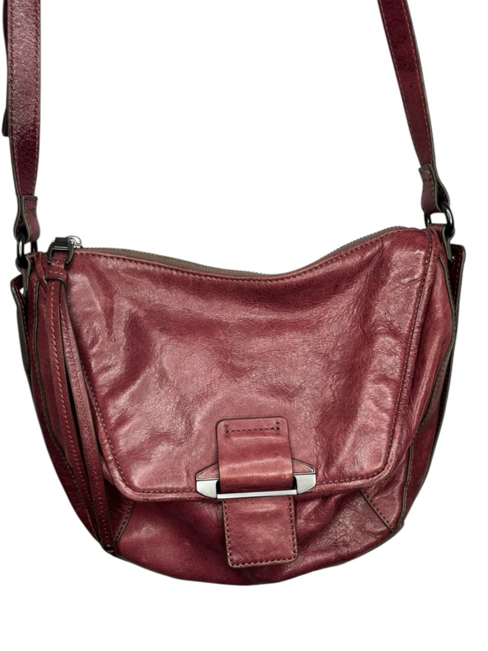 Kooba Leroy Leather Crossbody Shoulder Bag in Wine